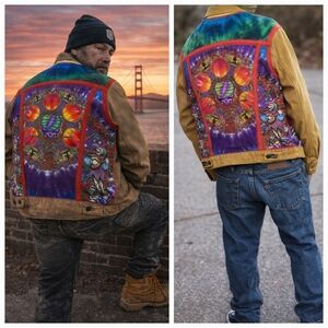 Levi's Fresh Grateful Dead Canvas Denim Trucker Jacket + Liquid Blue Tie Dye